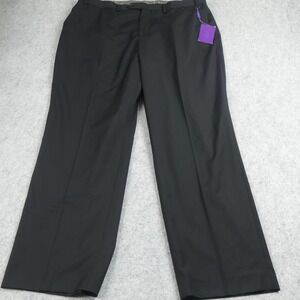 Tallia Dress Pants Mens 38x30 Black Flat‎ Front Classic Fit Polyester Rayon New